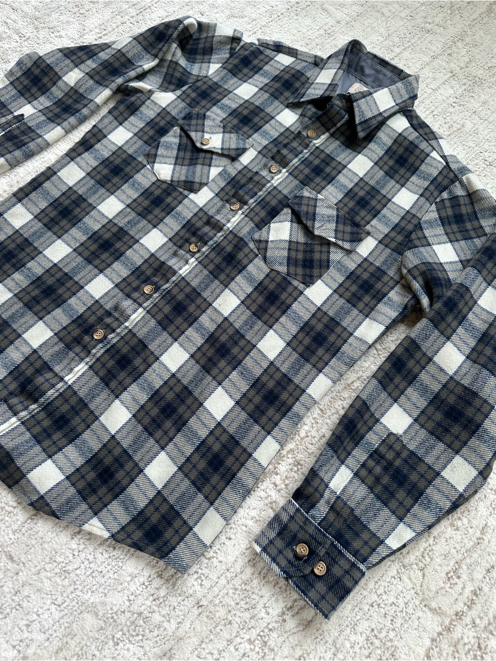 Vintage Sears Flannel Button Down Shirt MEDIUM TALL 15-15 1/2 Plaid 100% Acrylic - Picture 4 of 10